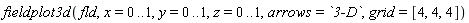 fieldplot3d(fld, x = 0 .. 1, y = 0 .. 1, z = 0 .. 1, arrows = `3-D`, grid = [4, 4, 4])