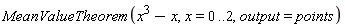 MeanValueTheorem(x^3-x, x = 0 .. 2, output = points)