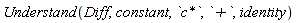 Understand(Diff, constant, `c*`, `+`, identity)