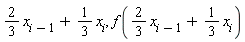 (2/3)*x[i-1]+(1/3)*x[i], f((2/3)*x[i-1]+(1/3)*x[i])