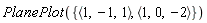PlanePlot({`<,>`(1, -1, 1), `<,>`(1, 0, -2)})