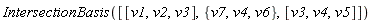IntersectionBasis([[v1, v2, v3], {v4, v6, v7}, [v3, v4, v5]])