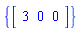 {Vector[row]([3, 0, 0])}