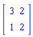 Matrix([[3, 2], [1, 2]])
