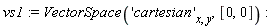 vs1 := VectorSpace('cartesian'[x, y], [0, 0])