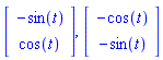 Vector[column]([[-sin(t)], [cos(t)]]), Vector[column]([[-cos(t)], [-sin(t)]])