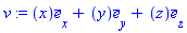 v := Vector[column]([[x], [y], [z]], ["x", "y", "z"], "field")