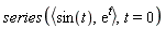 series(`<,>`(sin(t), exp(t)), t = 0)