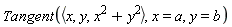 Tangent(`<,>`(x, y, x^2+y^2), x = a, y = b)