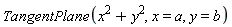 TangentPlane(x^2+y^2, x = a, y = b)