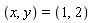 (x, y) = (1, 2)