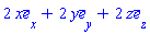 Vector[column]([[2*x], [2*y], [2*z]], ["x", "y", "z"], "field")