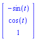 Vector[column]([[-sin(t)], [cos(t)], [1]])
