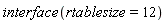 interface(rtablesize = 12)