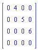 Matrix([[0, 4, 0, 0], [0, 0, 5, 0], [0, 0, 0, 6], [0, 0, 0, 0]])