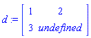 d := Array([[1, 2], [3, undefined]])