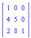 Matrix([[1, 0, 0], [4, 5, 0], [2, 8, 1]])