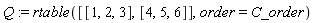 Q := rtable([[1, 2, 3], [4, 5, 6]], order = C_order)