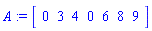 A := Array([0, 3, 4, 0, 6, 8, 9])