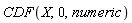 CDF(X, 0, numeric)