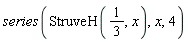 series(StruveH(1/3, x), x, 4)