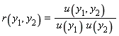r(y[1], y[2]) = u(y[1], y[2])/(u(y[1])*u(y[2]))