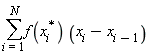 sum(f(x[i]^`* `)*(x[i]-x[i-1]), i = 1 .. N)