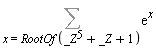 Sum(exp(x), x = RootOf(_Z^5+_Z+1))