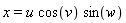 x = u*cos(v)*sin(w)