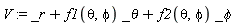 V := _r+f1(theta, phi)*_theta+f2(theta, phi)*_phi