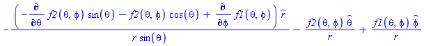 -(-(diff(f2(theta, phi), theta))*sin(theta)-f2(theta, phi)*cos(theta)+diff(f1(theta, phi), phi))*_r/(r*sin(theta))-f2(theta, phi)*_theta/r+f1(theta, phi)*_phi/r