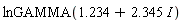 lnGAMMA(1.234+2.345*I)
