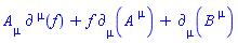 A[mu](X)*Physics:-d_[`~mu`](f(X), [X])+f(X)*Physics:-d_[mu](A[`~mu`](X), [X])+Physics:-d_[mu](B[`~mu`](X), [X])