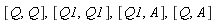 [Q, Q], [Q1, Q1], [Q1, A], [Q, A]