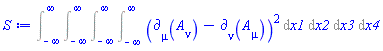 Int(Int(Int(Int((Physics:-d_[mu](A[nu](X), [X])-Physics:-d_[nu](A[mu](X), [X]))^2, x1 = -infinity .. infinity), x2 = -infinity .. infinity), x3 = -infinity .. infinity), x4 = -infinity .. infinity)