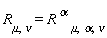 R[mu, nu] = R[mu, alpha, nu]^alpha