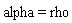 alpha = rho