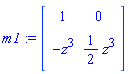 m1 := Matrix([[1, 0], [-z^3, (1/2)*z^3]])