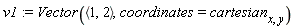 v1 := Vector(`<,>`(1, 2), coordinates = cartesian[x, y])