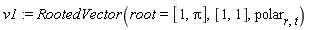 v1 := RootedVector(root = [1, Pi], [1, 1], polar[r, t])