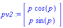 pv2 := Vector[column]([[p*cos(p)], [p*sin(p)]])