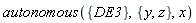 autonomous({DE3}, {y, z}, x)