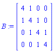 B := Matrix([[4, 1, 0, 0], [1, 4, 1, 0], [0, 1, 4, 1], [0, 0, 1, 4]])