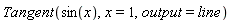 Tangent(sin(x), x = 1, output = line)