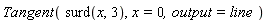Tangent(surd(x, 3), x = 0, output = line)