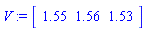 V := Vector[row]([1.55, 1.56, 1.53])