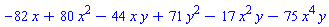 -82*x+80*x^2-44*x*y+71*y^2-17*x^2*y-75*x^4*y