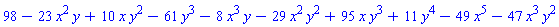 98-23*x^2*y+10*x*y^2-61*y^3-8*x^3*y-29*x^2*y^2+95*x*y^3+11*y^4-49*x^5-47*x^3*y^2
