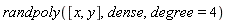 randpoly([x, y], dense, degree = 4)