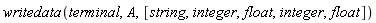 writedata(terminal, A, [string, integer, float, integer, float])